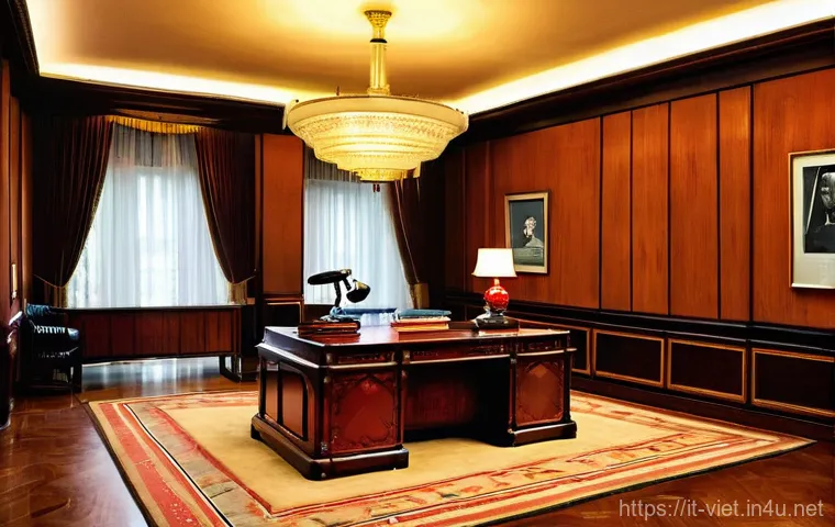 베트남 호치민 독립 궁전 - **Prompt 1: Independence Palace Exterior and Lush Gardens**
    A grand, wide-angle shot of the Inde...