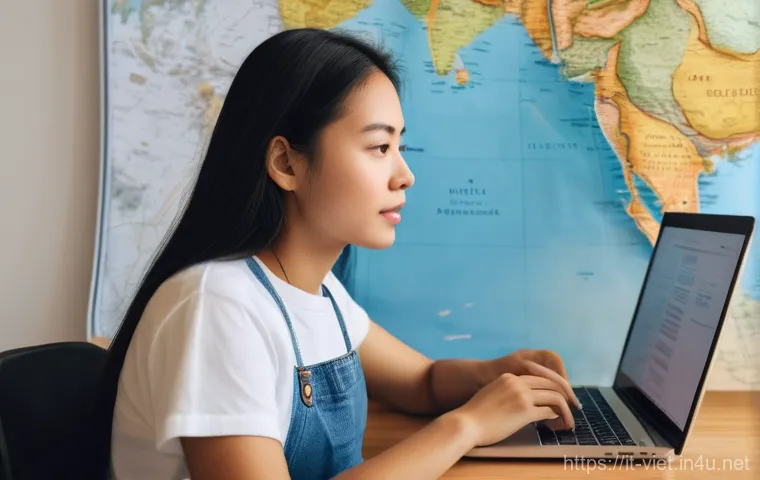 베트남 저가 항공사 추천 - **The Diligent Flight Searcher**
    A young woman, wearing comfortable, casual attire like a t-shir...