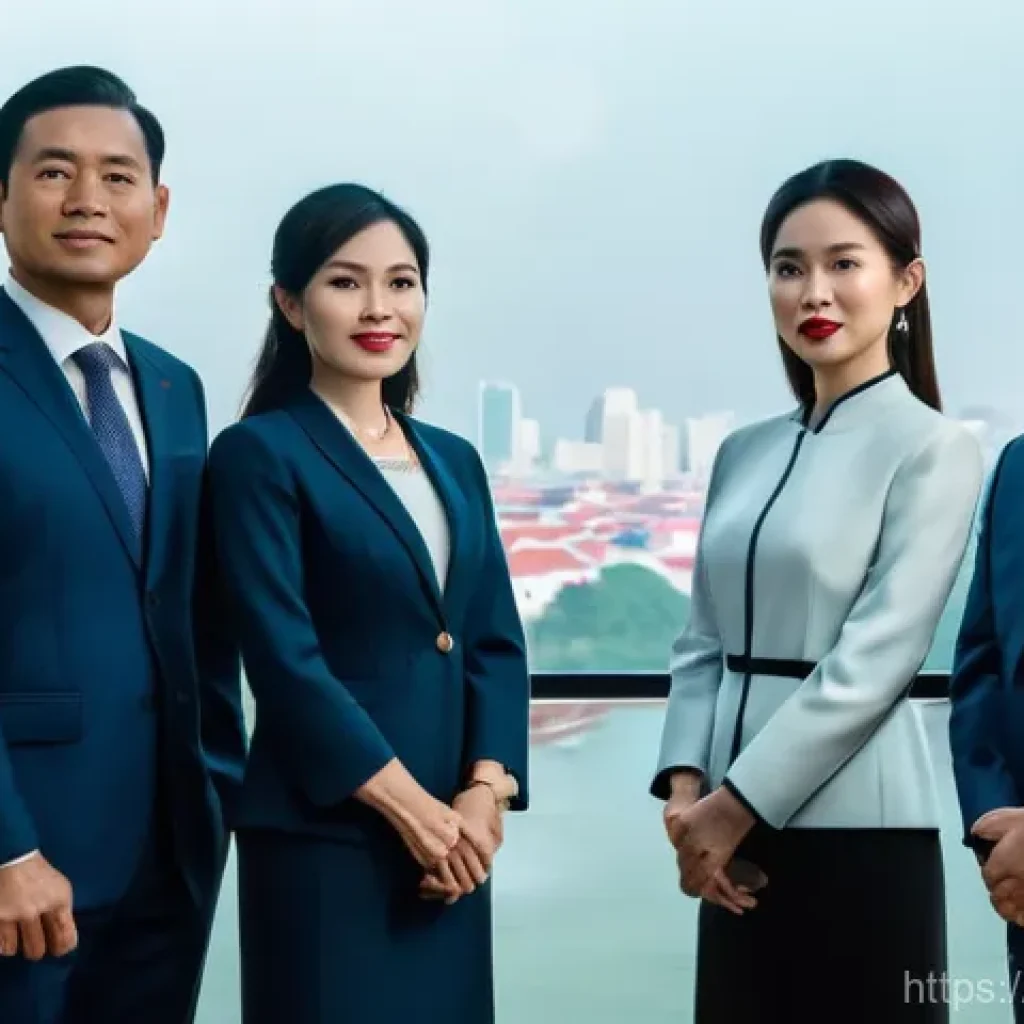 베트남 국가 정치 현황 - **Prompt 1: Vietnamese Leadership in Transition**
    A group of diverse Vietnamese government offic...