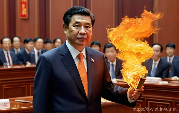 베트남 국가 정치 현황 - **Prompt 1: Vietnamese Leadership in Transition**
    A group of diverse Vietnamese government offic...