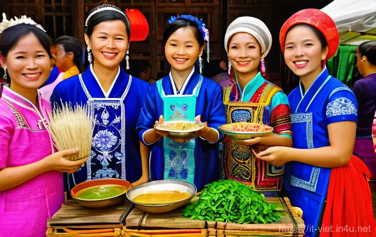 베트남 소수 민족 축제 - **Prompt: Hypnotic Rhythms and Sacred Dances**
    A vibrant outdoor scene depicting a traditional V...