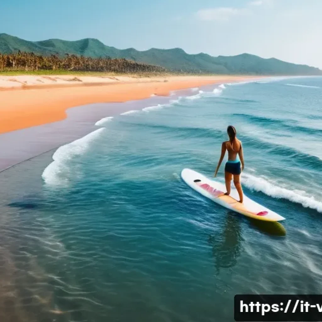 베트남에서 서핑 가능한 해변 - **Prompt 1: Serene Mui Ne Surf Session**
    "A vibrant, wide-angle shot of a female surfer, in her ...